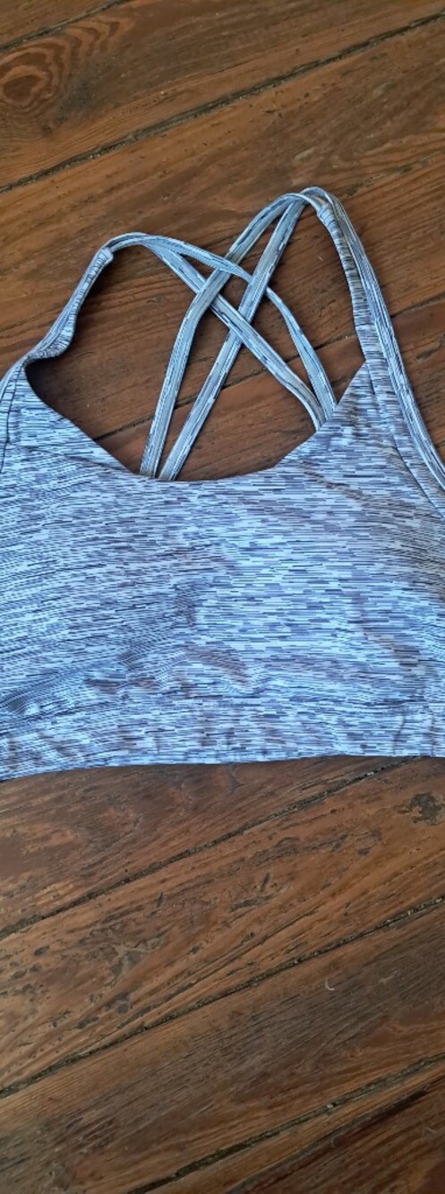 Grey Striped Sports Bra